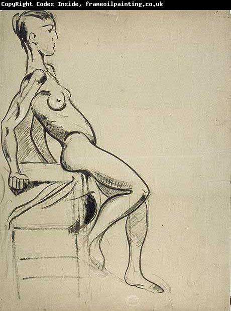 Theo van Doesburg Vrouwelijk naakt op een stoel
